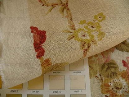 By yard Lee Jofa Weston Linen English Chintz Rose Print Red Pink Climbing Rose Tree MSRP USD 168/Y