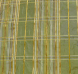 KRAVET 100%SILK PLAID TAFFETA SATIN STRIPE GREEN "PERIDOT" GOLD