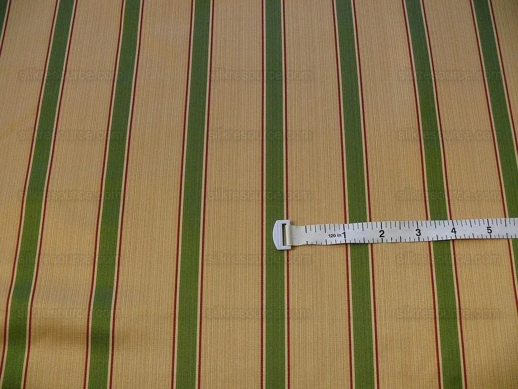 By Yard Kravet Couture Finery Strie Stripe in Gold / Fern Gold Red Green Shining Satin Stripe MSRP USD 157