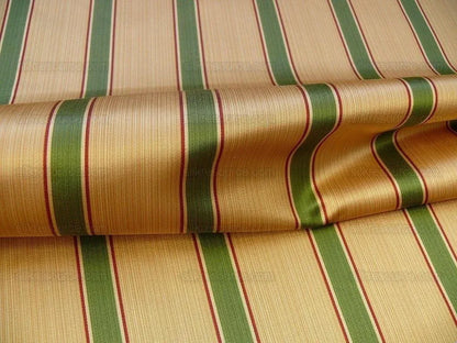 By Yard Kravet Couture Finery Strie Stripe in Gold / Fern Gold Red Green Shining Satin Stripe MSRP USD 157