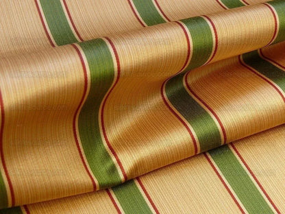 By Yard Kravet Couture Finery Strie Stripe in Gold / Fern Gold Red Green Shining Satin Stripe MSRP USD 157