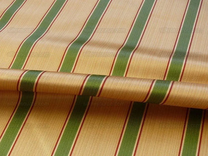 By Yard Kravet Couture Finery Strie Stripe in Gold / Fern Gold Red Green Shining Satin Stripe MSRP USD 157