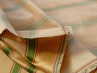 By Yard Kravet Couture Finery Strie Stripe in Gold / Fern Gold Red Green Shining Satin Stripe MSRP USD 157