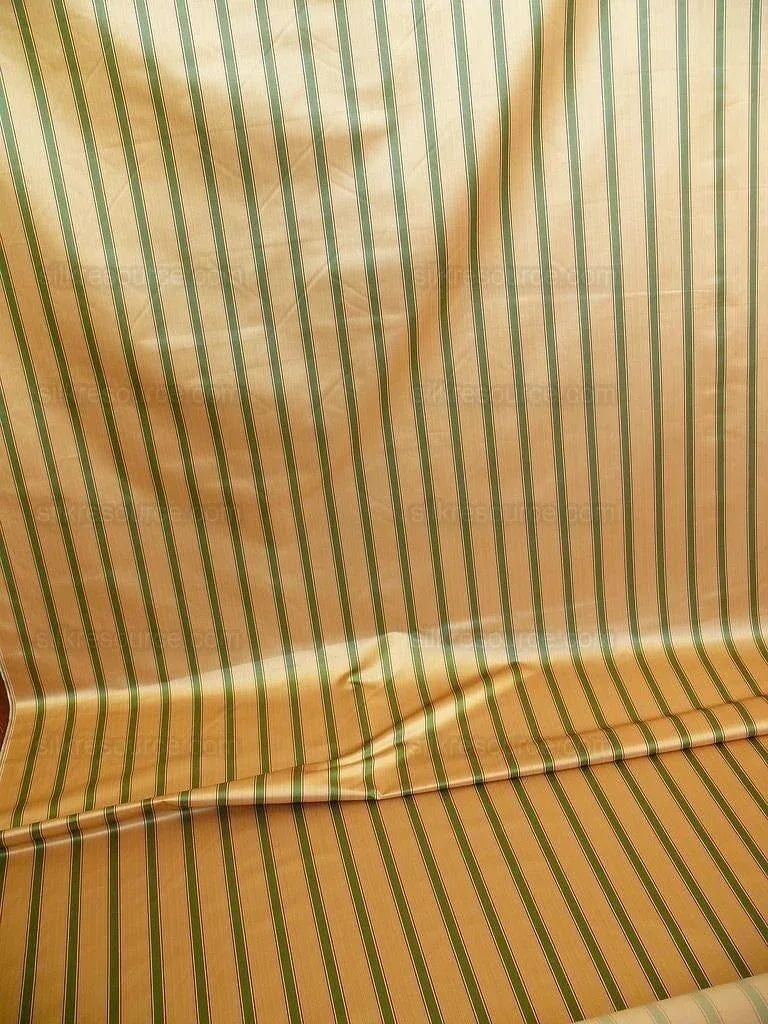By Yard Kravet Couture Finery Strie Stripe in Gold / Fern Gold Red Green Shining Satin Stripe MSRP USD 157