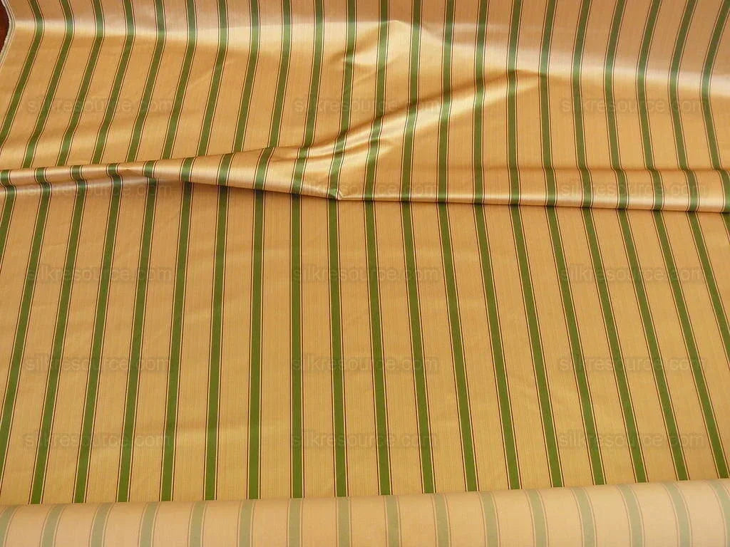 By Yard Kravet Couture Finery Strie Stripe in Gold / Fern Gold Red Green Shining Satin Stripe MSRP USD 157