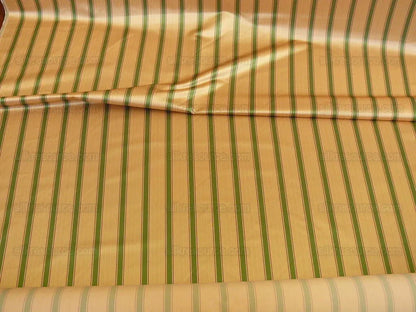 By Yard Kravet Couture Finery Strie Stripe in Gold / Fern Gold Red Green Shining Satin Stripe MSRP USD 157