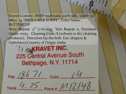 Kravet Couture Imola Silk Stripe Buttercup Yellow White MSRP USD 198