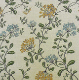 Lee Jofa Jasmine Lampas "Gilt" Honeysuckle Gold Blue Grand Floral Linen Cotton William Morris Inspired MSRP USD 236/Y