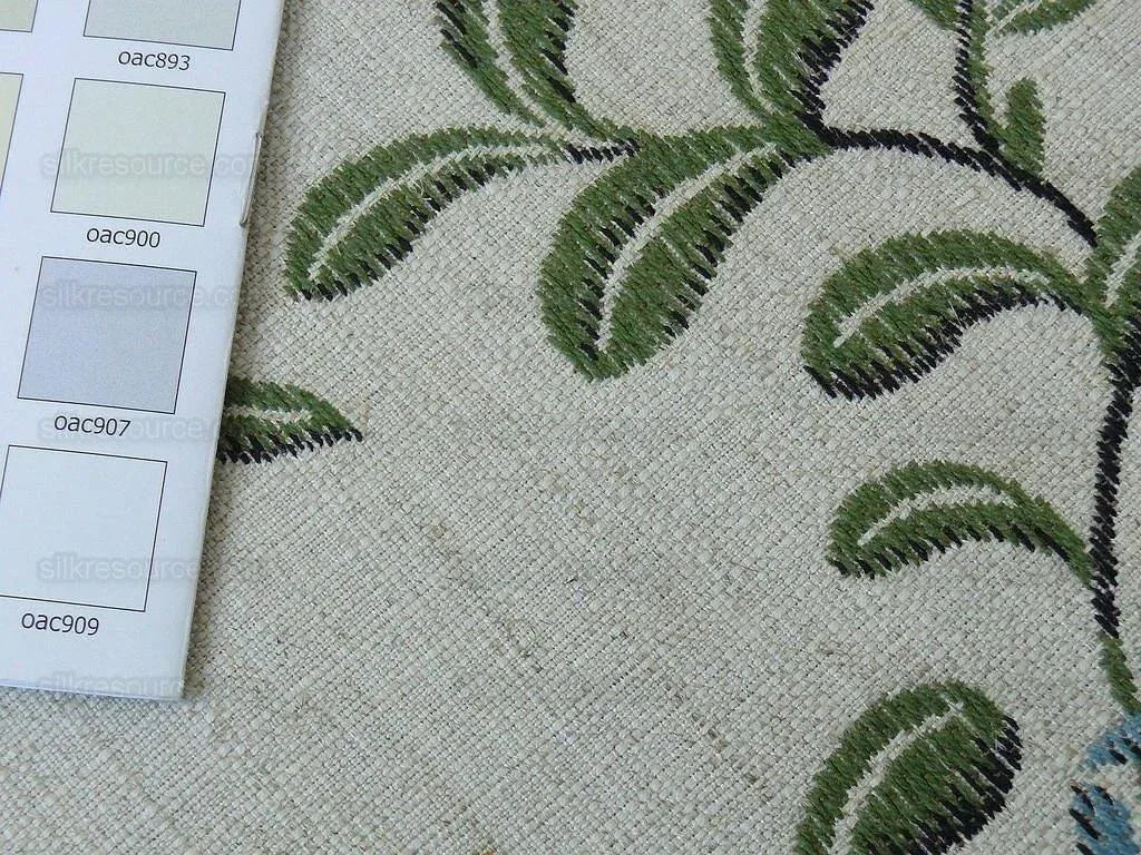 Lee Jofa Jasmine Lampas "Gilt" Honeysuckle Gold Blue Grand Floral Linen Cotton William Morris Inspired MSRP USD 236/Y