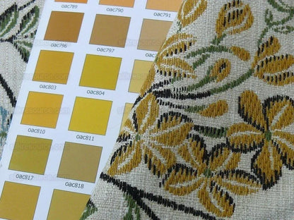 Lee Jofa Jasmine Lampas "Gilt" Honeysuckle Gold Blue Grand Floral Linen Cotton William Morris Inspired MSRP USD 236/Y