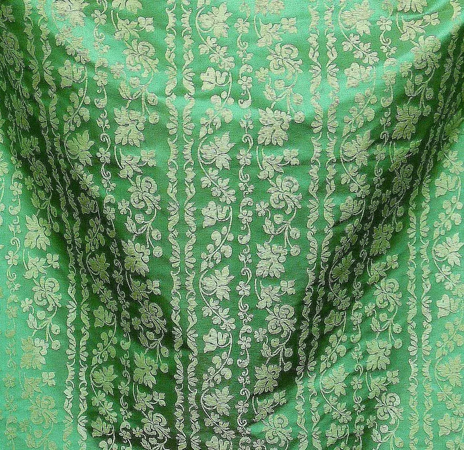 LEE JOFA "ROMANTIC SILK" VINE STRIPE EMERALD GREEN GOLD MSRP$196
