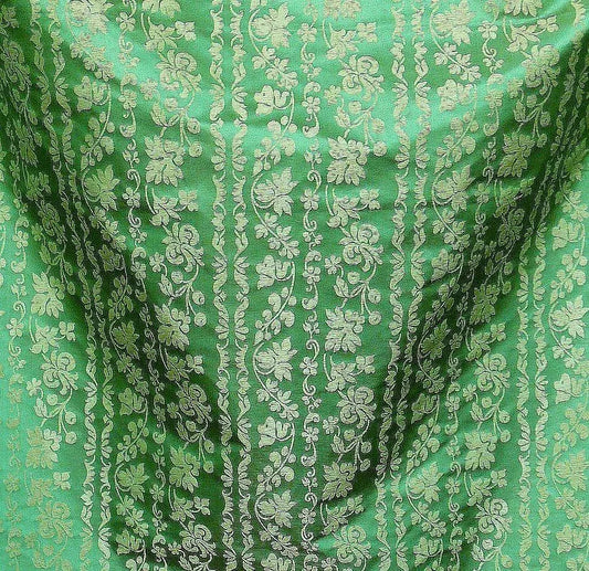 LEE JOFA "ROMANTIC SILK" VINE STRIPE EMERALD GREEN GOLD MSRP$196