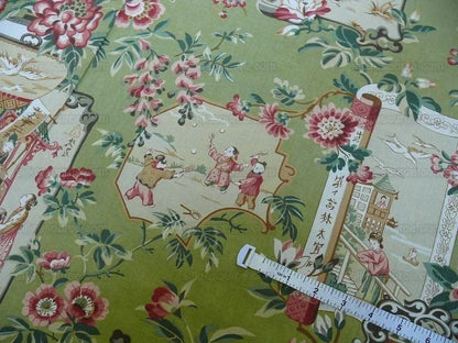 6.7y Lee Jofa Chinois En Medaillons Chartruse Green Family