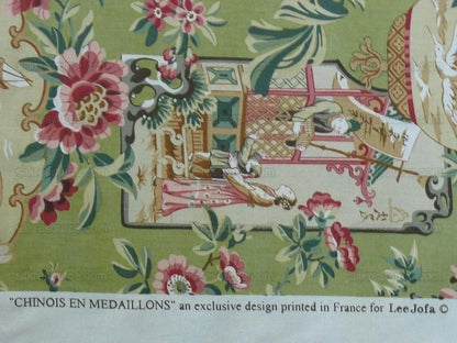 6.7y Lee Jofa Chinois En Medaillons Chartruse Green Family