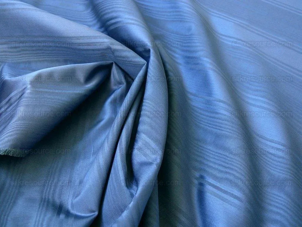 By Yard Kravet Manisse Cadet Blue Moire Silk Stripe MSRP USD 157/Y