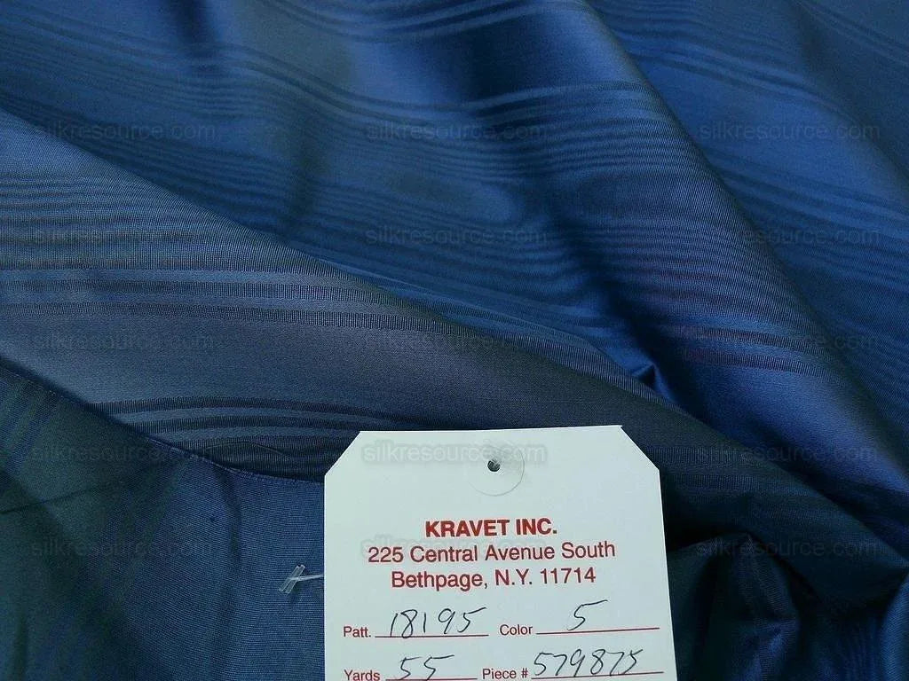By Yard Kravet Manisse Cadet Blue Moire Silk Stripe MSRP USD 157/Y