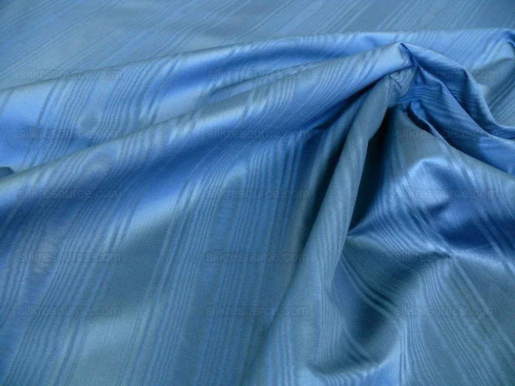 By Yard Kravet Manisse Cadet Blue Moire Silk Stripe MSRP USD 157/Y