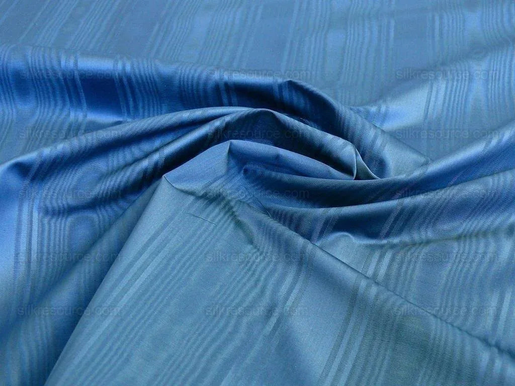 By Yard Kravet Manisse Cadet Blue Moire Silk Stripe MSRP USD 157/Y