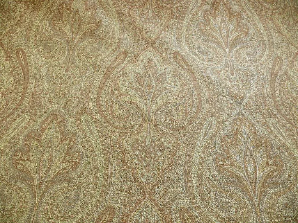 By Yard Lee Jofa Sarsen Paisley Gilt Gold Classy Silk Damask Renaissance MSRP USD 176/yard