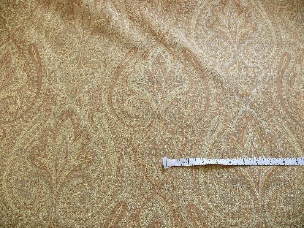 By Yard Lee Jofa Sarsen Paisley Gilt Gold Classy Silk Damask Renaissance MSRP USD 176/yard