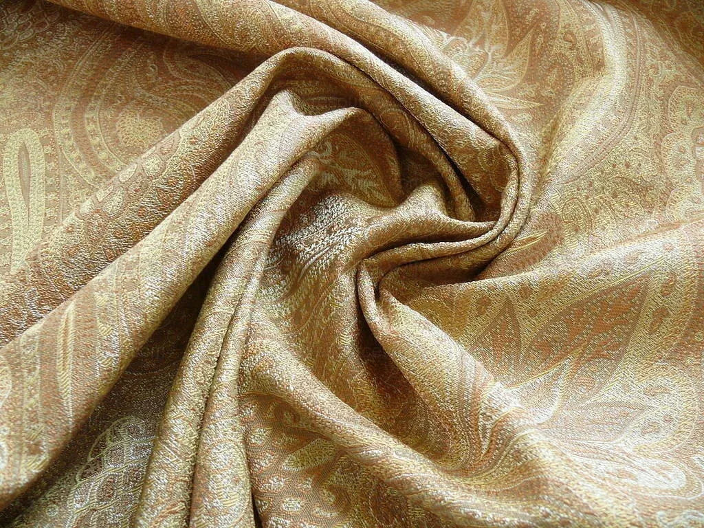 By Yard Lee Jofa Sarsen Paisley Gilt Gold Classy Silk Damask Renaissance MSRP USD 176/yard