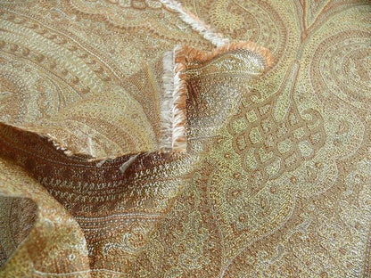By Yard Lee Jofa Sarsen Paisley Gilt Gold Classy Silk Damask Renaissance MSRP USD 176/yard