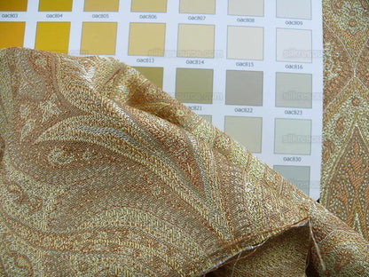 By Yard Lee Jofa Sarsen Paisley Gilt Gold Classy Silk Damask Renaissance MSRP USD 176/yard