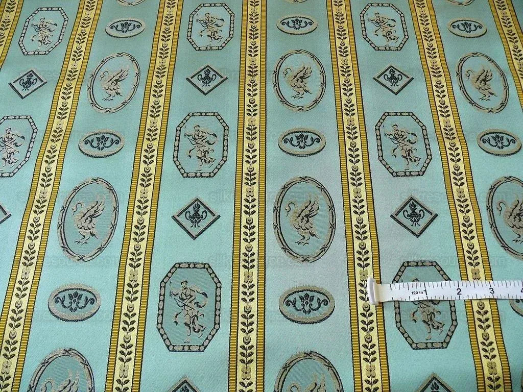 Lee Jofa Le Cygne Stripe Neo Classic Leeda Swan Aqua Blue Silk S