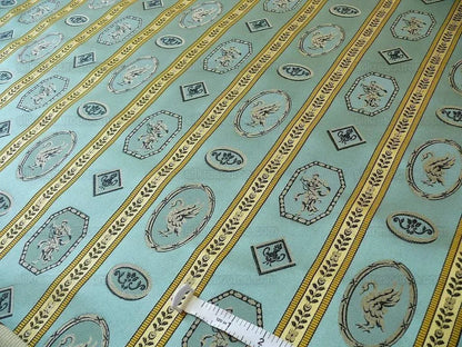 Lee Jofa Le Cygne Stripe Neo Classic Leeda Swan Aqua Blue Silk S