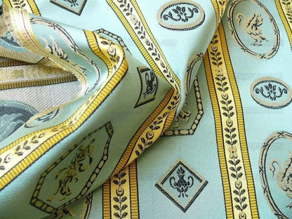 Lee Jofa Le Cygne Stripe Neo Classic Leeda Swan Aqua Blue Silk S