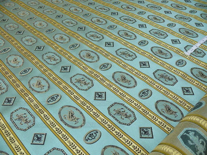 Lee Jofa Le Cygne Stripe Neo Classic Leeda Swan Aqua Blue Silk S