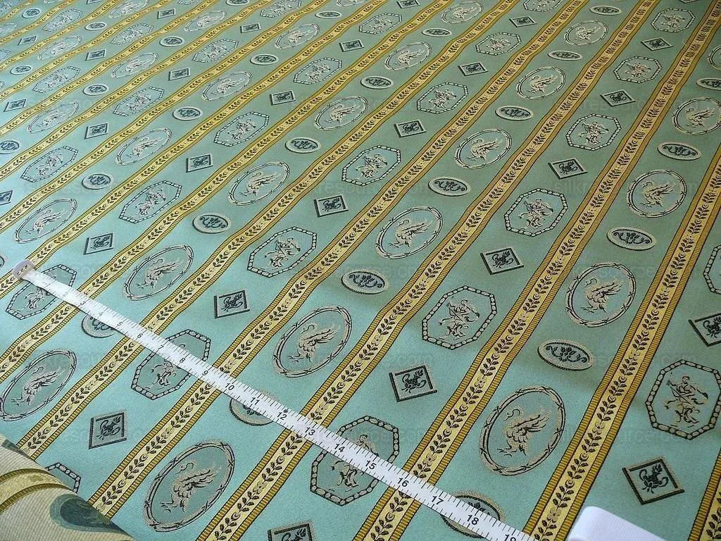 Lee Jofa Le Cygne Stripe Neo Classic Leeda Swan Aqua Blue Silk S