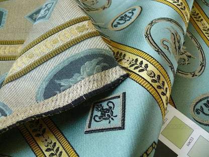 Lee Jofa Le Cygne Stripe Neo Classic Leeda Swan Aqua Blue Silk S