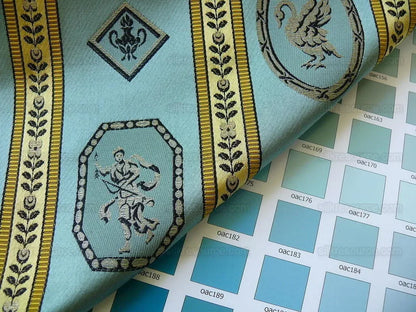 Lee Jofa Le Cygne Stripe Neo Classic Leeda Swan Aqua Blue Silk S