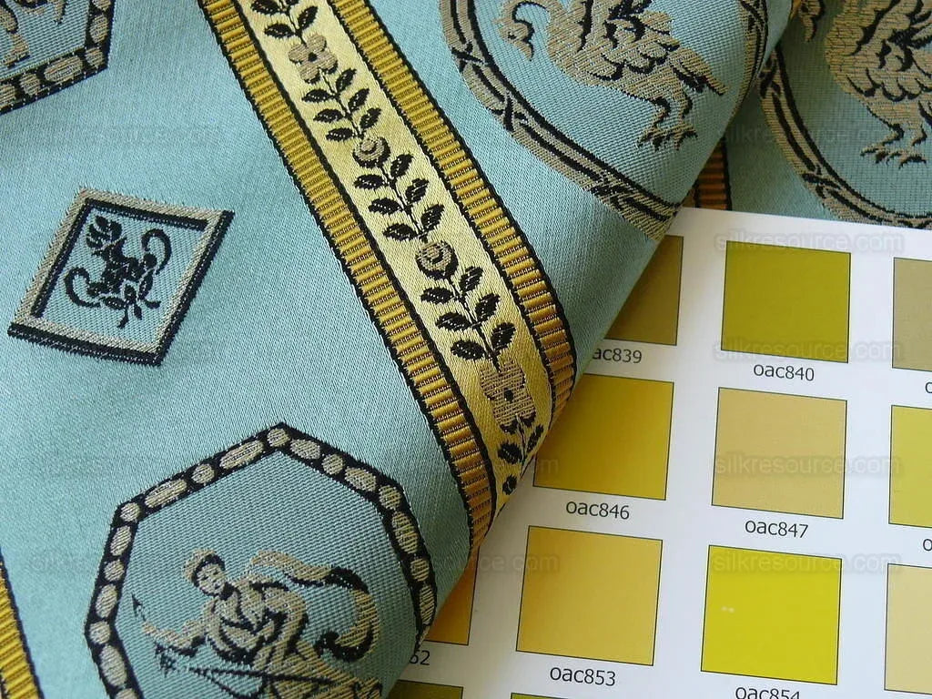 Lee Jofa Le Cygne Stripe Neo Classic Leeda Swan Aqua Blue Silk S