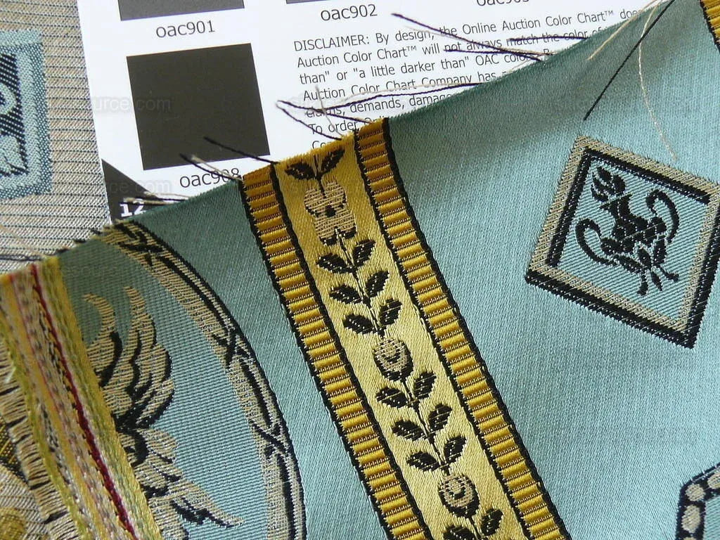 Lee Jofa Le Cygne Stripe Neo Classic Leeda Swan Aqua Blue Silk S