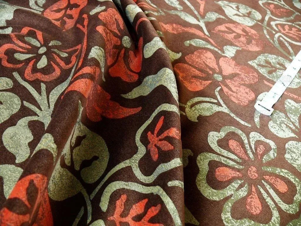 Kravet Rubino Italian Velvet Cabernet Chocolate Chilli Red Foliage Vine MSRP USD 330/Y
