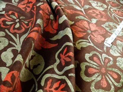Kravet Rubino Italian Velvet Cabernet Chocolate Chilli Red Foliage Vine MSRP USD 330/Y