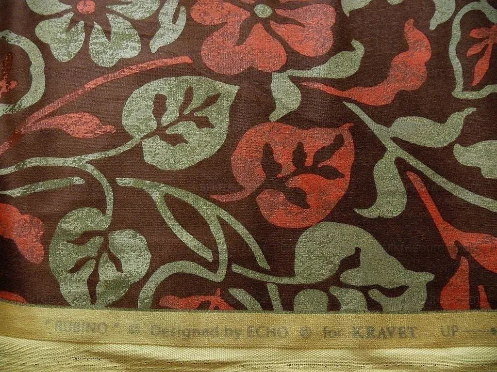 Kravet Rubino Italian Velvet Cabernet Chocolate Chilli Red Foliage Vine MSRP USD 330/Y