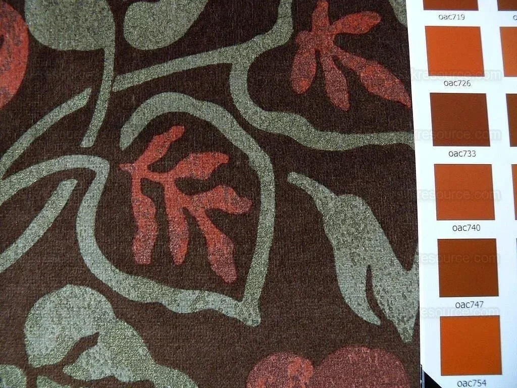 Kravet Rubino Italian Velvet Cabernet Chocolate Chilli Red Foliage Vine MSRP USD 330/Y