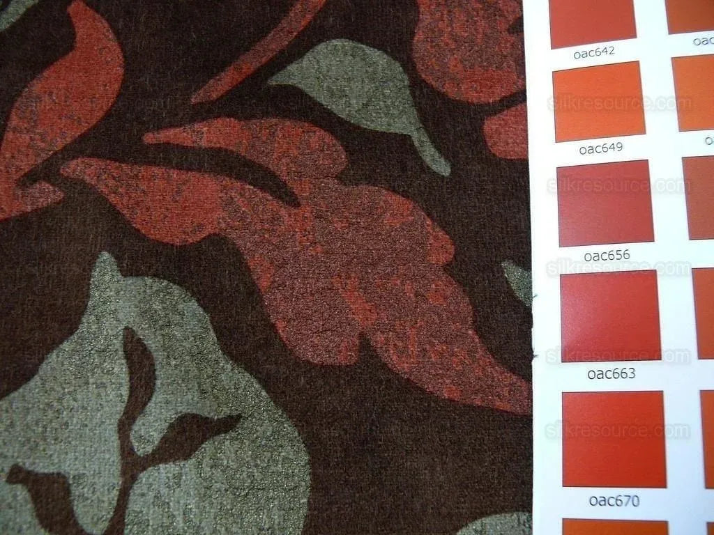 Kravet Rubino Italian Velvet Cabernet Chocolate Chilli Red Foliage Vine MSRP USD 330/Y