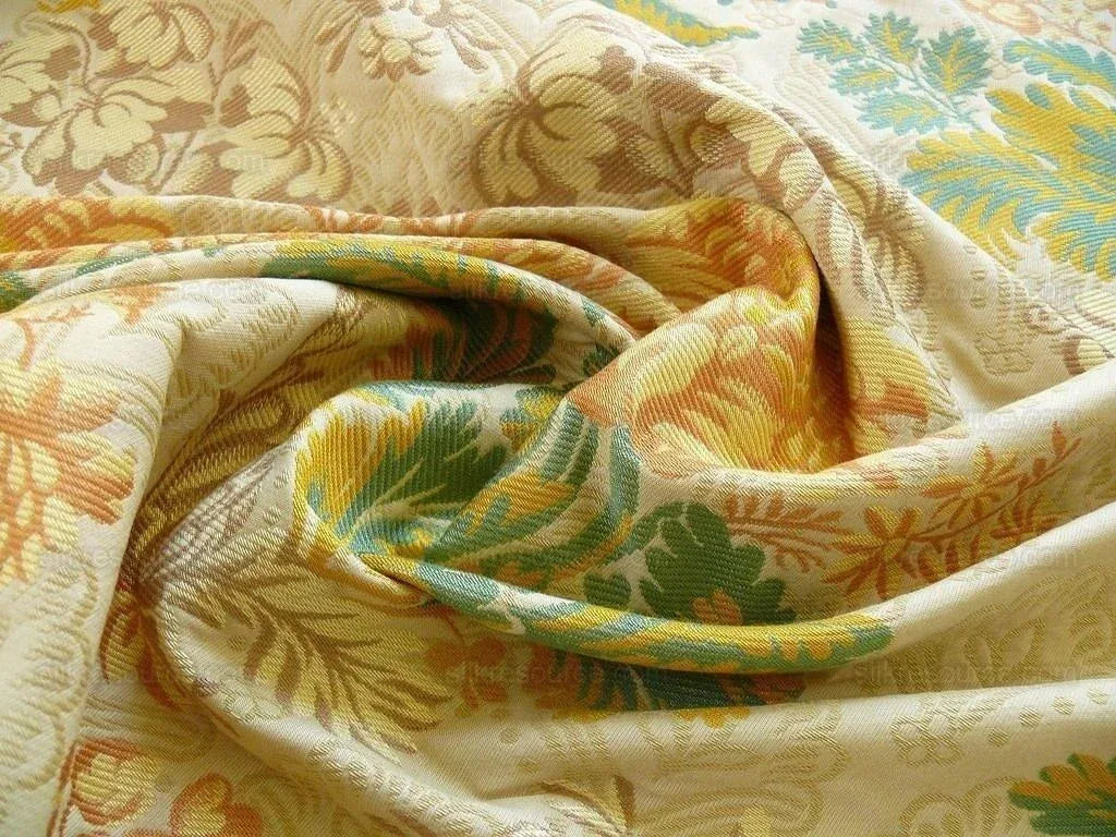 By yard Lee Jofa Hermitage Damask Rust Emerald Green Gold Lampas Cotton MSRP 228/y