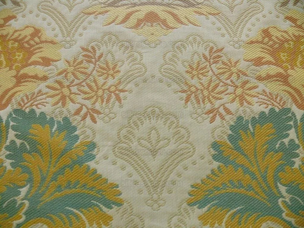 By yard Lee Jofa Hermitage Damask Rust Emerald Green Gold Lampas Cotton MSRP 228/y