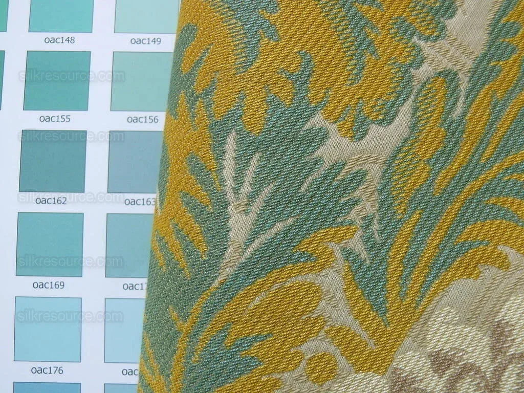 By yard Lee Jofa Hermitage Damask Rust Emerald Green Gold Lampas Cotton MSRP 228/y