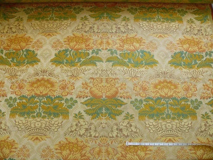 By yard Lee Jofa Hermitage Damask Rust Emerald Green Gold Lampas Cotton MSRP 228/y