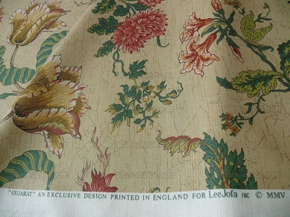 Magnificent!! Lee Jofa Gugarat Linen Peony Tree Of Life Straw Beige