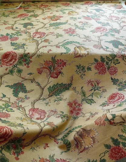 Magnificent!! Lee Jofa Gugarat Linen Peony Tree Of Life Straw Beige