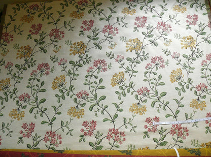 Lee Jofa Jasmine Lampas "berry" Honeysuckle Gold Pink Blue Green Grand Floral Linen Cotton William Morris Inspired MSRP USD 236/Y