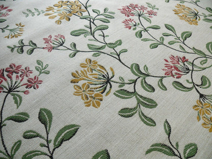 Lee Jofa Jasmine Lampas "berry" Honeysuckle Gold Pink Blue Green Grand Floral Linen Cotton William Morris Inspired MSRP USD 236/Y
