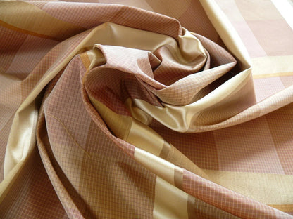 Kravet Les Cent Baisers Blush Pink Gold Silk Pale Lavender Satin Stripe MSRP USD 149/Y